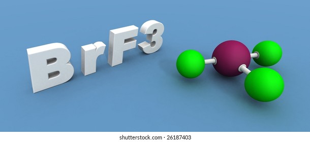 A 3d Render Of A Bromine Fluoride