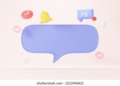 3d render of bubble chat or talk bar with notification. Social media platform with comment. Conversation Speech on application.