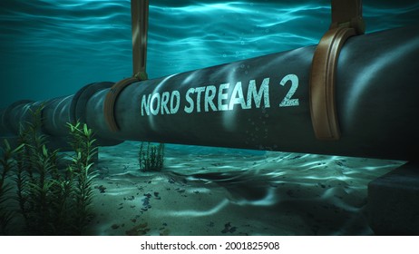 3D Render Of Building Of Gas Pipe Under Water