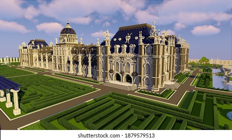 
3d render of buildings in minecraft