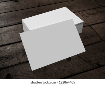 3d Render Of Business Card On Wood