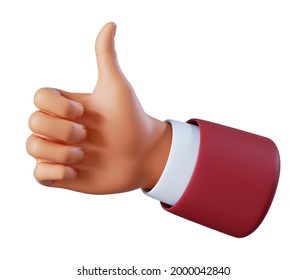 3d Render, Businessman Hand Shows Thumb Up, Like Gesture Isolated On White Background, Social Icon, Professional Approval Concept