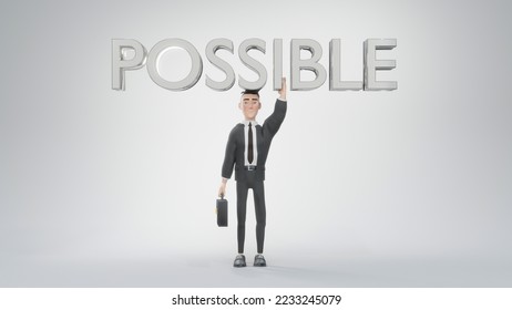 3d render. Businessman with 3d possible