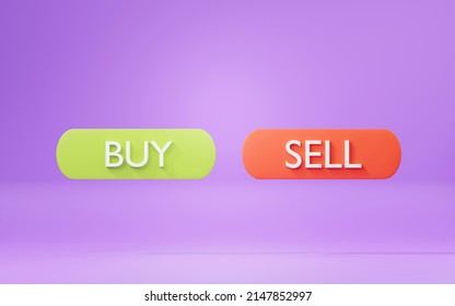 3d Render Of Buy And Sell Buttons For Trading On Stock Or Cryptocurrency Market. Trader Theme Design.