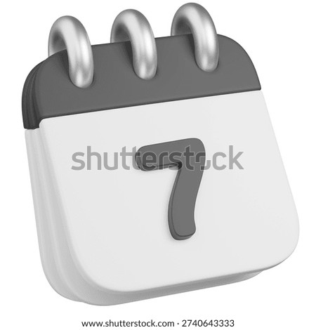 3D render  Calendar Icon Showing Day 7 icon 