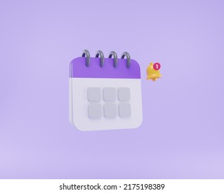 3D Render calendar for monthly schedule with event reminder plan on purple background - Powered by Shutterstock