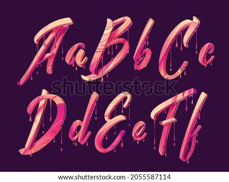 3d render of calligraphic font with dripping effect