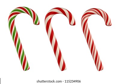 3d Render Of Candy Canes Isolated On White  Background