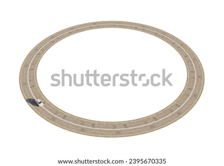 3d render of car driving in a loop or looping circle road, for lost or navigation concept, png with transparent background.