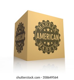 3D Render of Cardboard Box with Made in America