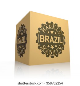 3D Render of Cardboard Box with Made in Brazil
