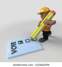 3D Render of Cartoon Builder Character