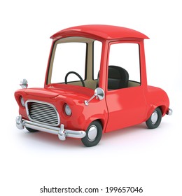 3d Render Of A Cartoon Car With Red Paint Job