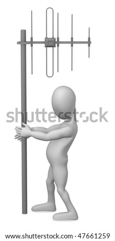 3d render of cartoon character adjusting signal