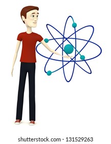 3d render of cartoon character with atom