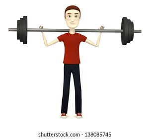3d render of cartoon character with barbell