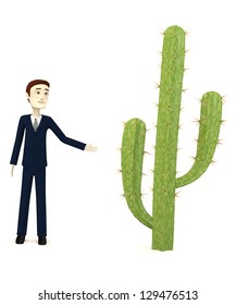 3d render of cartoon character with cactus