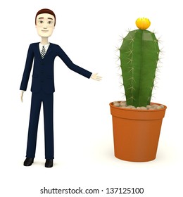 3d render of cartoon character with cactus
