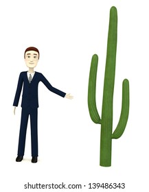 3d render of cartoon character with cactus