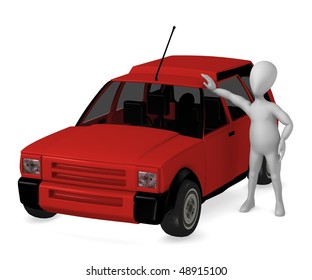 3d render of cartoon character with car