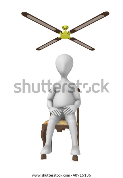 3d Render Cartoon Character Ceiling Fan Royalty Free Stock Image