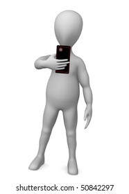 3d render of cartoon character with cell phone