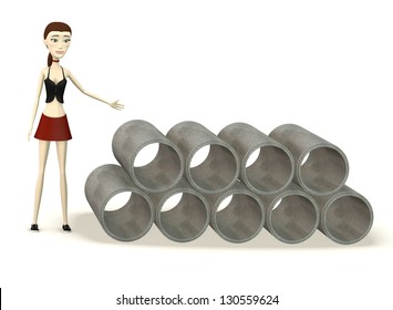 3d render of cartoon character with construction material
