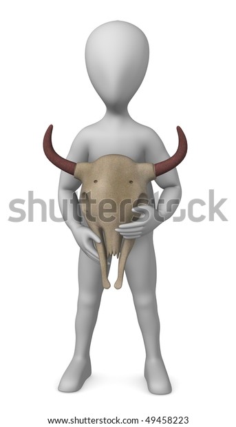 3d Render Cartoon Character Cow Skull Stock Illustration 49458223