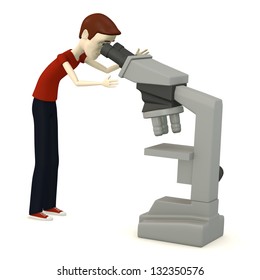 3d Render Cartoon Character Microscope 스톡 일러스트 132350576 | Shutterstock