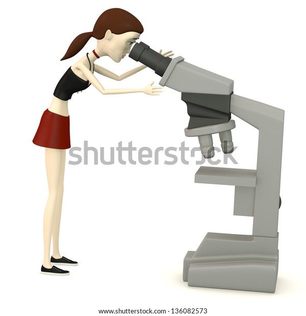 3d Render Cartoon Character Microscope 스톡 일러스트 136082573 | Shutterstock