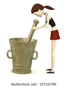3d render of cartoon character with mortar