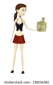 3d render of cartoon character with mortar