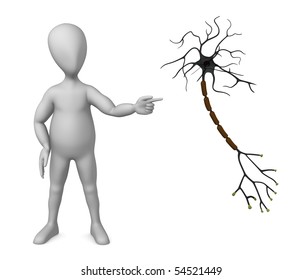 3d Render Of Cartoon Character With Neuron