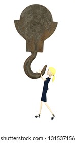 3d render of cartoon character on a big hook