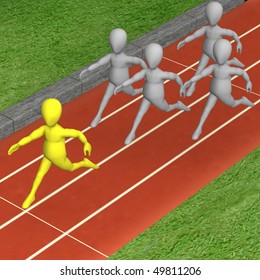 3d render of cartoon character running