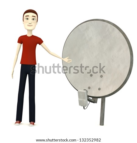 3d render of cartoon character with satelitte