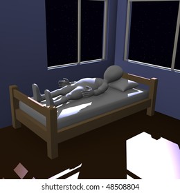 3d render of cartoon character sleeping