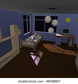 3d render of cartoon character sleeping
