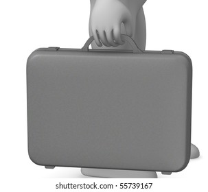 3d render of cartoon character with suitcase