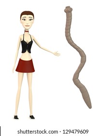 3d render of cartoon character with tapeworm