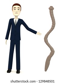 3d render of cartoon character with tapeworm