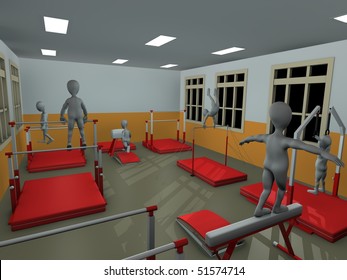 3d render of cartoon character training