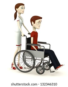 3d Render Cartoon Character Wheelchair Stock Illustration 132346310 