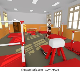 3d render of cartoon character workout