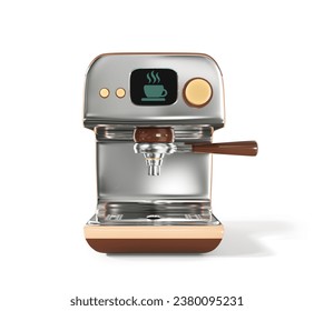 3D render cartoon coffee machine icon isolated on a white background