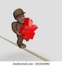 3D Render of Cartoon Delivery Driver