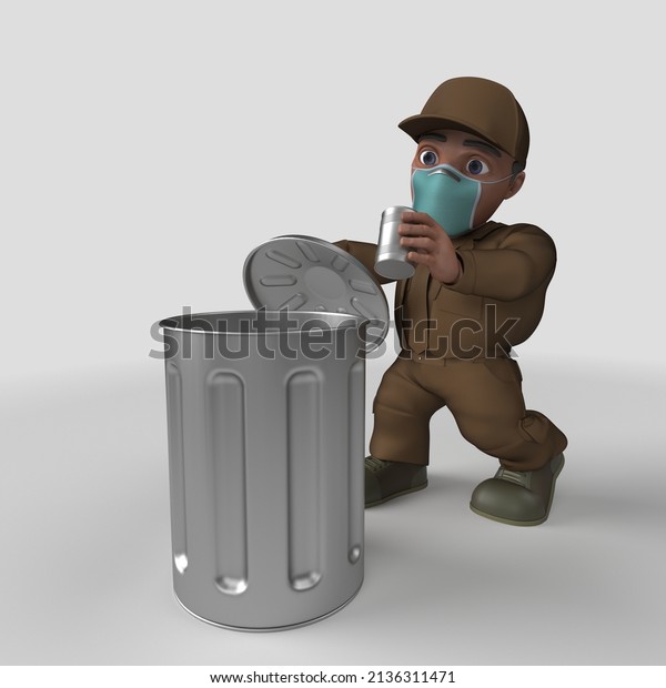 3D Render of Cartoon\
Delivery Driver