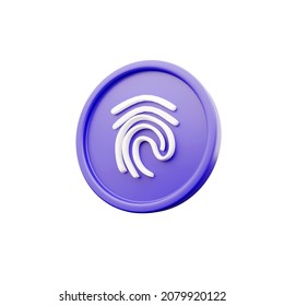3d render cartoon fingerprint icon on white background icon. 3d rendering icon finger print icon