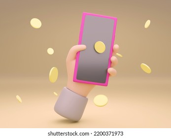 3D render of cartoon mobile smartphone dotted with celebratory coins flying around. The concept of game winners or online transactions via mobile. Modern mockups. 3d rendering illustration - Powered by Shutterstock