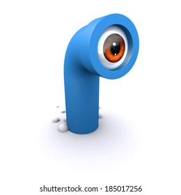 3d Render Of A Cartoon Style Periscope With Eye